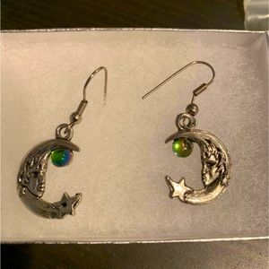 Moon and star drop earrings